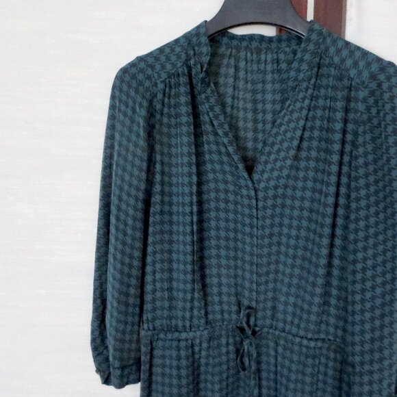 Aritzia Babaton Silk Green and Black Houndstooth Check Bennett Dress Size S - Picture 5 of 6